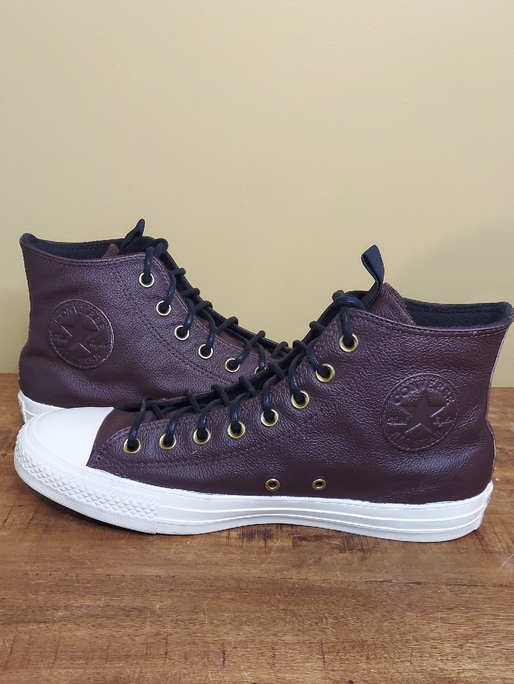 Converse High-Top Leather Sneakers in Dark Brown - Men's 11
